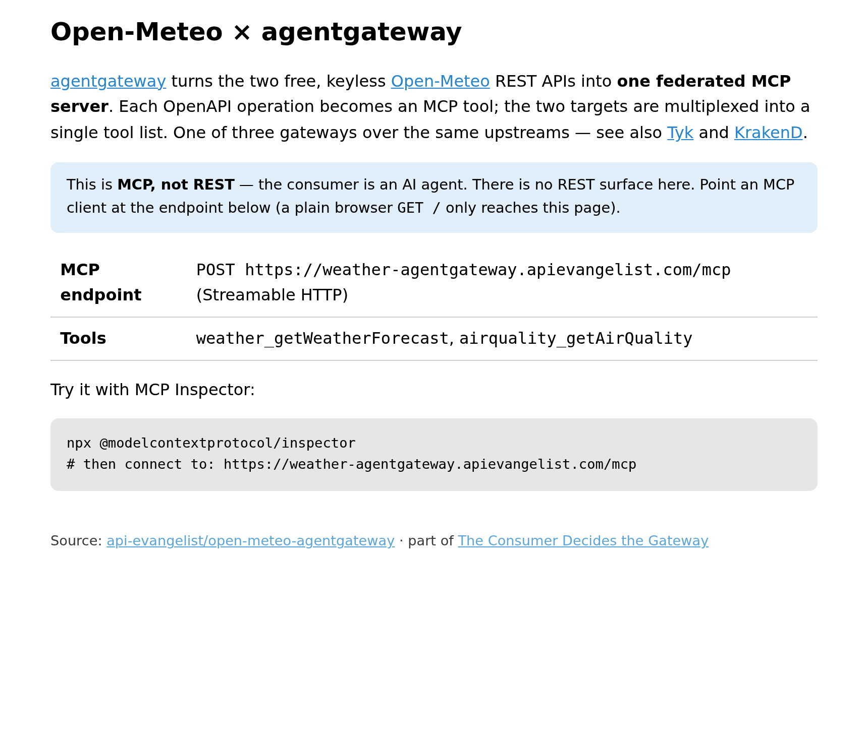 Open-Meteo × agentgateway — federated MCP server (weather-agentgateway.apievangelist.com)